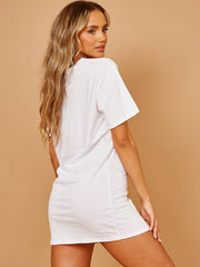 Hot Damn Graphic Laser Cut T-Shirt Dress