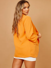 Plain Blazer With Ruched Sleeves