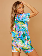 Waterverfprint oversized top & shorts coöperatie