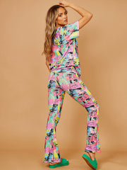 Eyes Graphic Oversized Top & Flare Trouser Co-ord