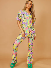 Eyes Graphic Oversized Top & Flare Trouser Co-ord