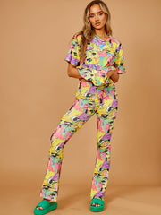 Eyes Graphic Oversized Top & Flare Trouser Co-ord
