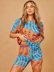 Space Dye Wirbel übergroße Top & Shorts Co-ordte