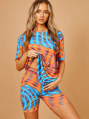 Space Dye Wirbel übergroße Top & Shorts Co-ordte