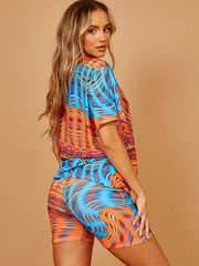 Space Dye Wirbel übergroße Top & Shorts Co-ordte