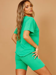 New Ribbed Oversized Top & Shorts Co-ord