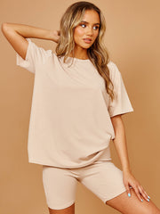 New Ribbed Oversized Top & Shorts Co-ord