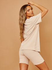 New Ribbed Oversized Top & Shorts Co-ord
