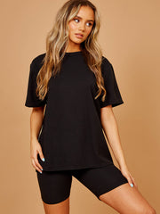 New Ribbed Oversized Top & Shorts Co-ord