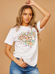 New Butterfly Heart Graphic T-Shirt