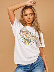 New Butterfly Heart Graphic T-Shirt