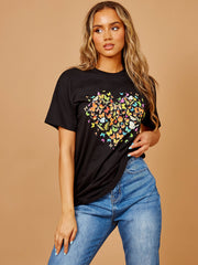 New Butterfly Heart Graphic T-Shirt