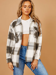 Classic Thick Colour Block Checked Shirt Jacket Shacket