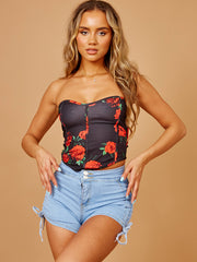 Printed Bandeau Corset Crop Top