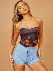 Printed Bandeau Corset Crop Top