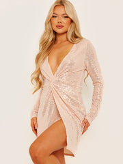 Twist Front Lurex -paillettenjurk