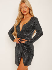 Twist Front Lurex -paillettenjurk