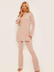Split Side Ribbed Top and Trouser Co-ord