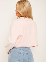 Plain Cropped Classic Thick Shirt Jacket Shacket