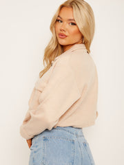 Plain Cropped Classic Thick Shirt Jacket Shacket