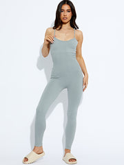 Strappy Ribbed Basic Jumpsuit