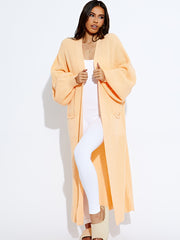 Balloon Sleeves Knitted Open Cardigan