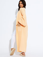 Balloon Sleeves Knitted Open Cardigan