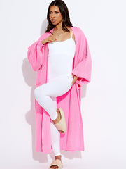 Balloon Sleeves Knitted Open Cardigan