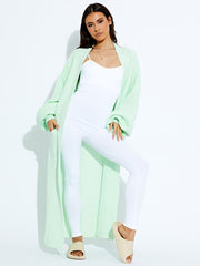 Balloon Sleeves Knitted Open Cardigan