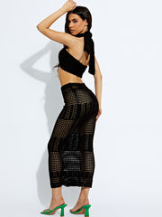Knitted Tie Knot Bandeau Bralet & Maxi Skirt Co-ord