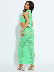 Knitted Tie Knot Bandeau Bralet & Maxi Skirt Co-ord