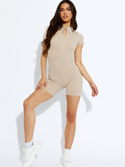 Ribbed Half Zip Unitard