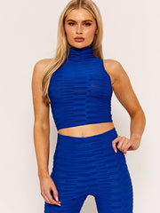 Pleated Jersey Crop Top & Flared Trouser Co-ord