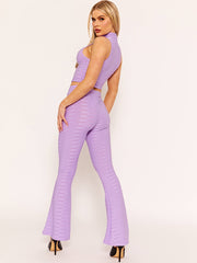 Pleated Jersey Crop Top & Flared Trouser Co-ord