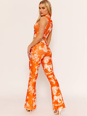 Tie-Dye Pleated Jersey Crop Top & Flared Trouser Co-ord