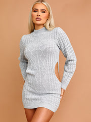 Cable Knit Cut Out Sides Bodycon Dress