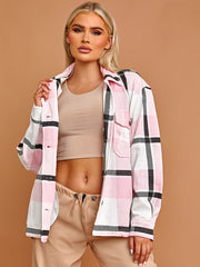 Classic Thick Colour Block Checked Shirt Jacket Shacket
