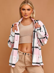Classic Thick Colour Block Checked Shirt Jacket Shacket