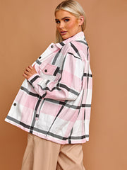 Classic Thick Colour Block Checked Shirt Jacket Shacket
