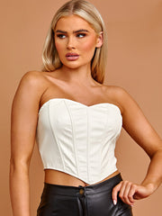 PU Bandeau Korsett Crop Top