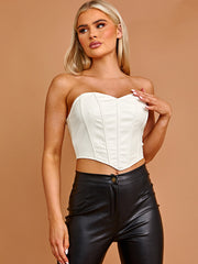 PU Bandeau Korsett Crop Top