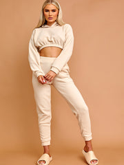 Cropped Hoodie & Jogger Fleece Tracksuit Co-ord