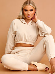Cropped Hoodie & Jogger Fleece Tracksuit Co-ord