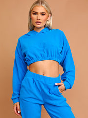 Cropped Hoodie & Jogger Fleece Tracksuit Co-ord
