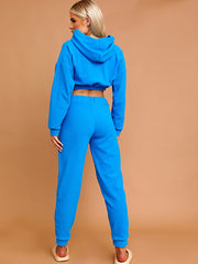 Cropped Hoodie & Jogger Fleece Tracksuit Co-ord