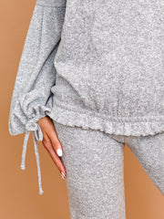 Melange Knit Balloon Sleeve Top & Flare Trouser Co-ord