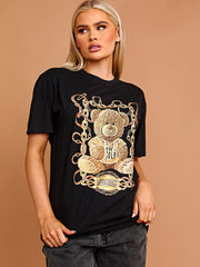 Unheil Teddy Grafik gedrucktes T-Shirt