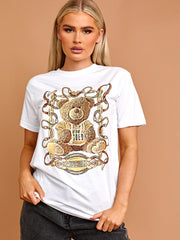 Unheil Teddy Grafik gedrucktes T-Shirt