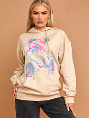 Colour Drip Teddy Graphic Print Hoodie