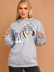 Zebra Graphic Print Hoodie
